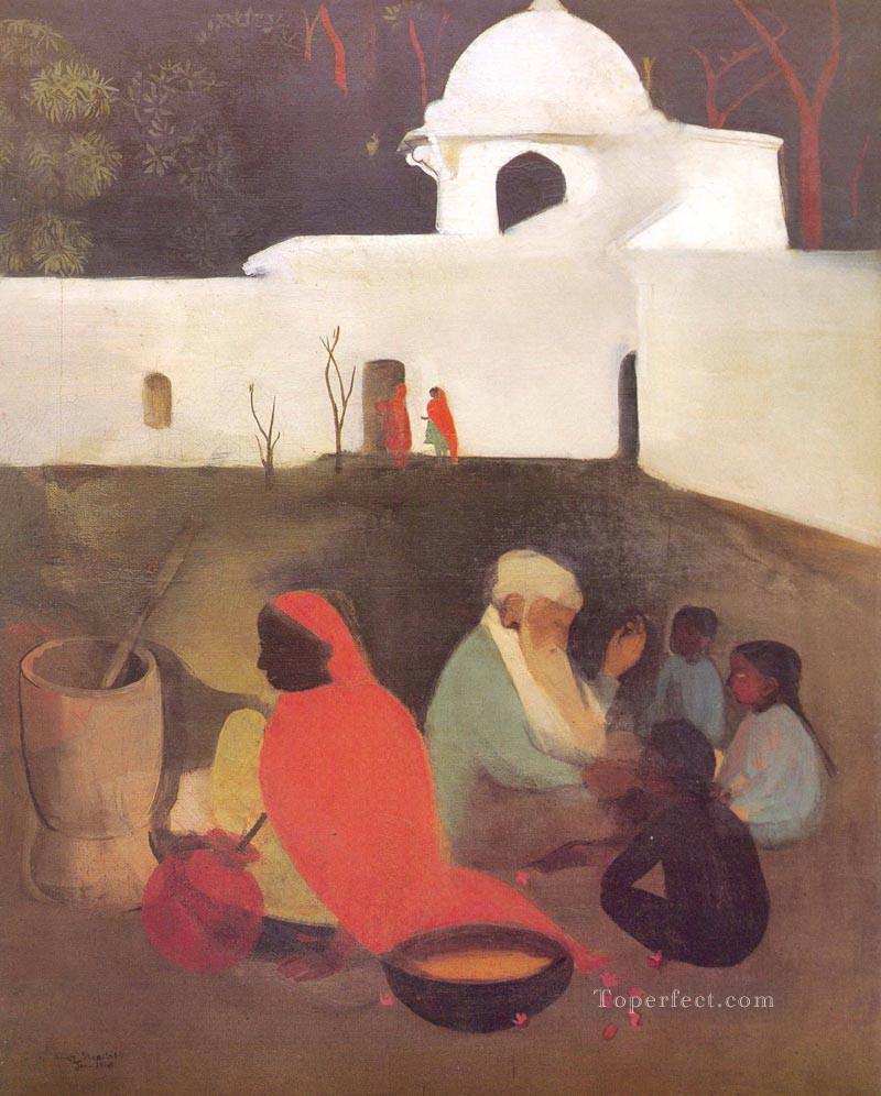 ancient storytellers amrita shergil Indian Oil Paintings